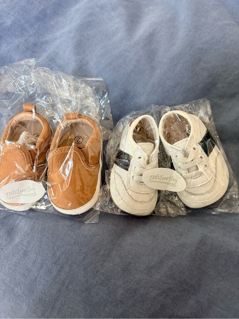 Kids Shoes - Tan Slip-On & White Lace-Up Set